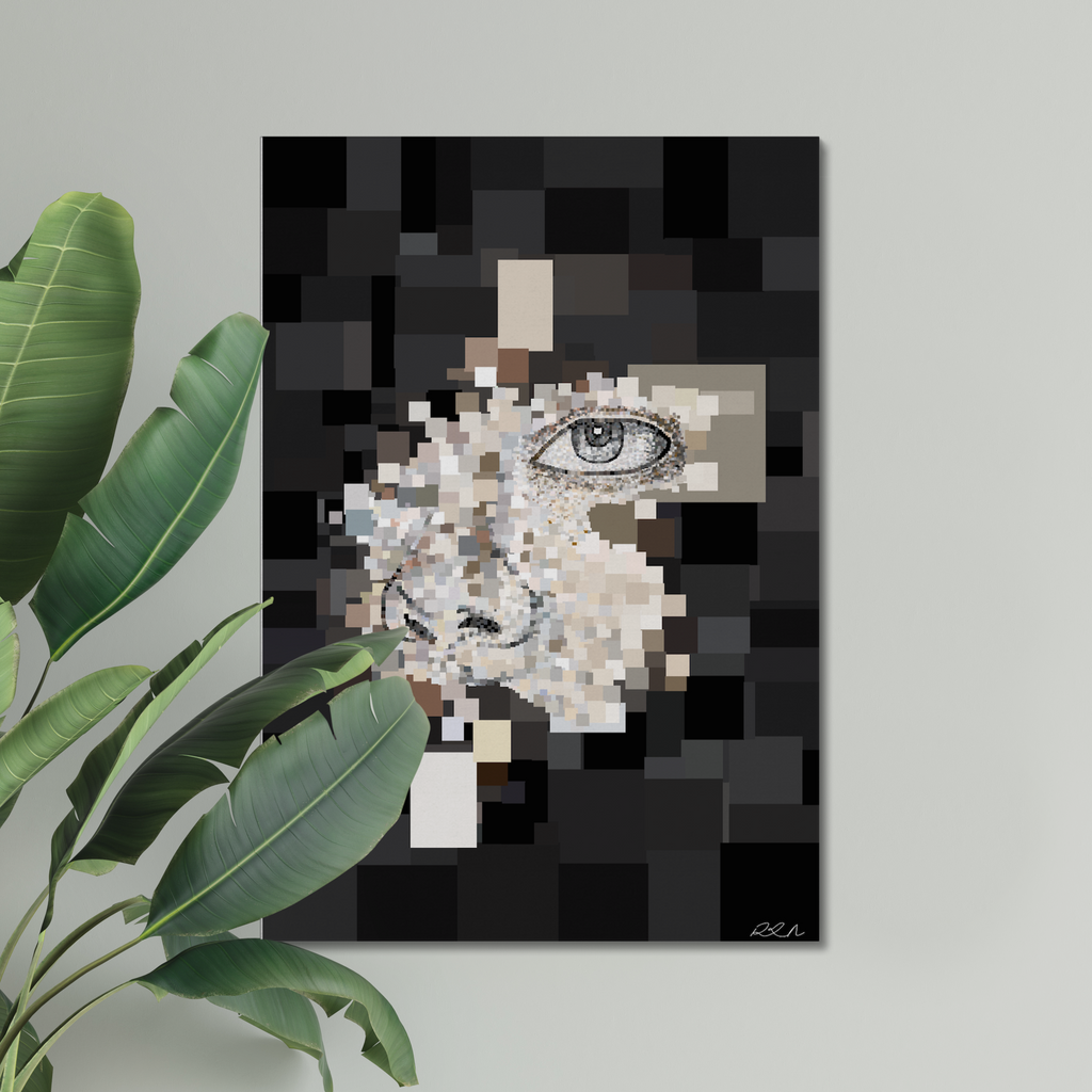 22x30 and 18x24 inch art print close up with olive wall coating backdrop. Available for home decor, art collector collectibles.