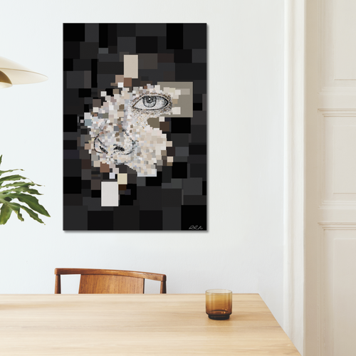 22x30 and 18x24 inch art print option installed in kitchen space. Available for home decor, art collector collectibles.